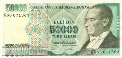 Türkei - 50.000  Lira (#204_VF)