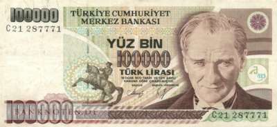 Türkei - 100.000  Lira (#205a_VF)