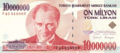 Türkei - 10 Millionen Lira (#214-1_VF)