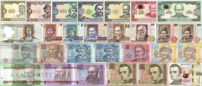 Ukraine: 28 Hryven-Banknoten im Album