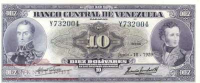 Venezuela - 10  Bolivares (#031d-59_F)