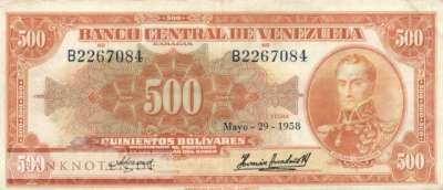 Venezuela - 500  Bolivares (#037b-58_VF)