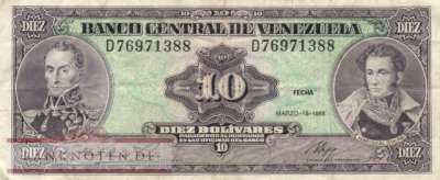 Venezuela - 10  Bolivares (#061a_VF)