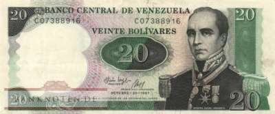 Venezuela - 20  Bolivares (#071_VF)