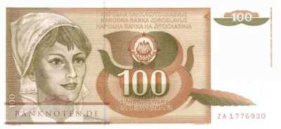 Jugoslawien - 100  Dinara - Ersatzbanknote (#105R_UNC)