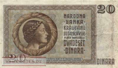 Jugoslawien - 20 Dinara (#R011_VF)