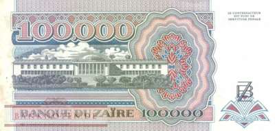 Zaire - 100.000  Zaires (#041a_AU)