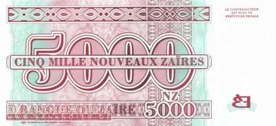 Zaire - 5.000  Nouveaux Zaires (#068_UNC)