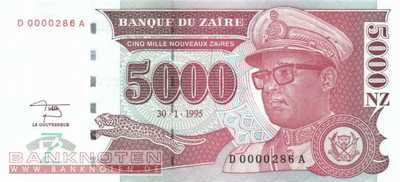 Zaire - 5.000  Nouveaux Zaires (#068_UNC)