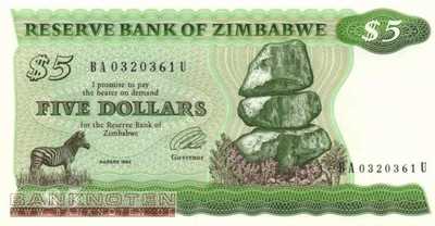 Zimbabwe - 5  Dollars (#002d_UNC)