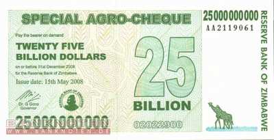 Zimbabwe - 25 Milliarden Dollars (#062_UNC)