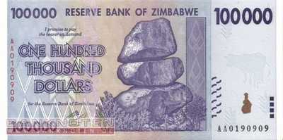 Zimbabwe - 100.000  Dollars (#075_UNC)