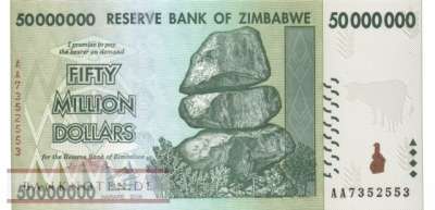 Zimbabwe - 50 Millionen Dollars (#079-1_UNC)