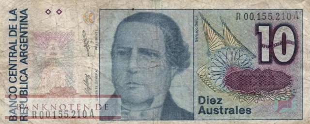 Argentinien - 10  Australes - Ersatzbanknote (#325b-A-R_VG)
