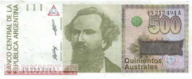 Argentinien - 500  Australes (#328a_UNC)