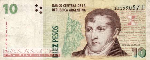Argentina - 10  Pesos (#354-F_F)