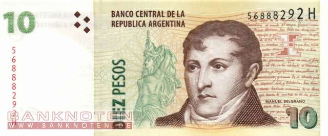 Argentinien - 10  Pesos (#354-H_UNC)