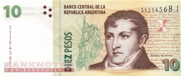 Argentinien - 10  Pesos (#354-J_UNC)