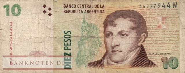 Argentinien - 10  Pesos (#354-M_VG)