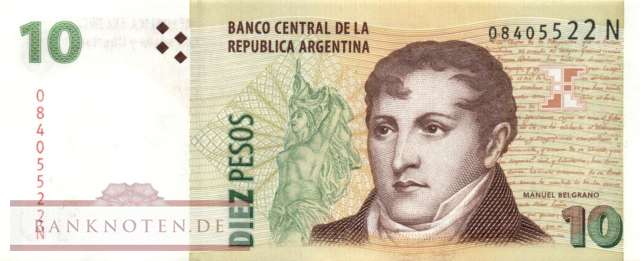 Argentinien - 10  Pesos (#354-N-U1_UNC)