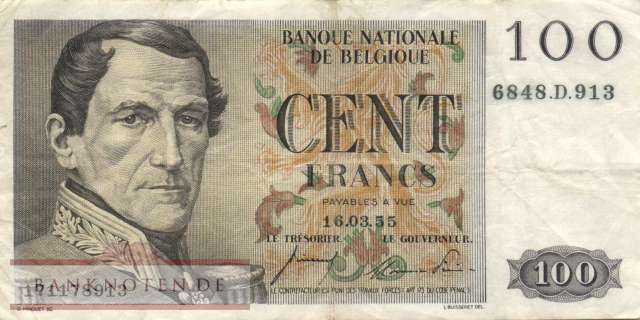 Belgien - 100  Francs (#129b-55_F)