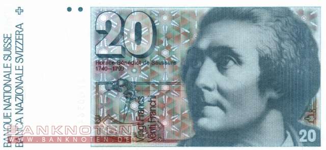 Schweiz - 20  Franken (#055g-U57_UNC)