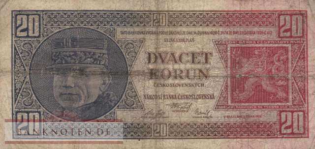 Tschechoslowakei - 20  Korun (#021a_VG)