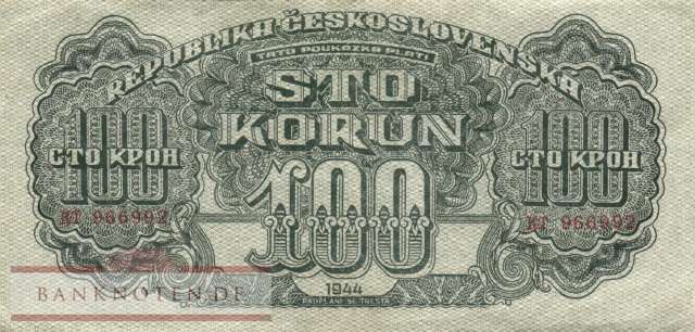 Tschechoslowakei - 100  Korun (#048a_VF)