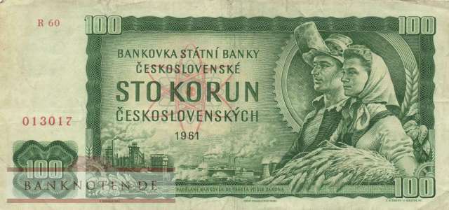 Tschechoslowakei - 100  Korun (#091f_F)