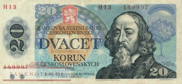 Tschechoslowakei - 20  Korun (#095b_VF)