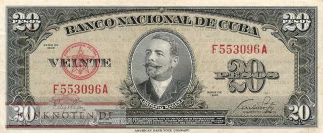 Cuba - 20  Pesos (#080a_VF)