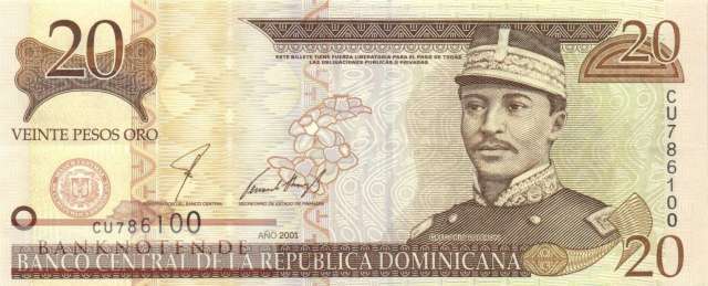 Dominican Republic - 20  Pesos Oro (#169a_XF)