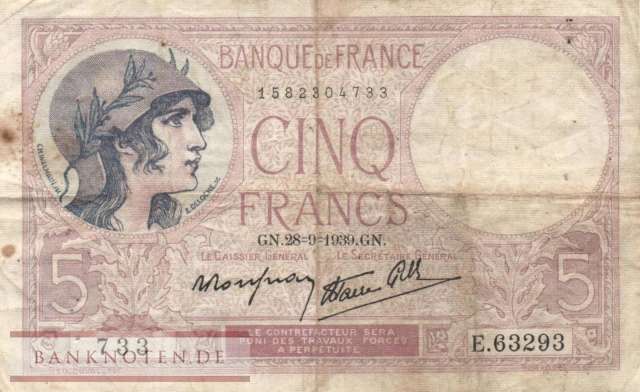 Frankreich - 5  Francs (#083-39_F)
