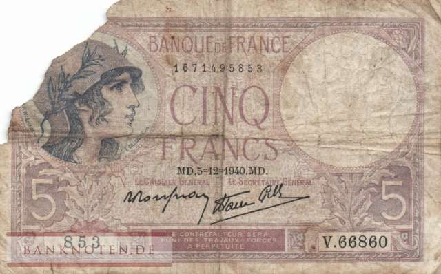 Frankreich - 5  Francs (#083-40_FAIR)