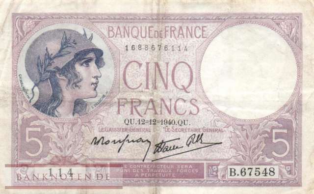 Frankreich - 5  Francs (#083-40_VF)
