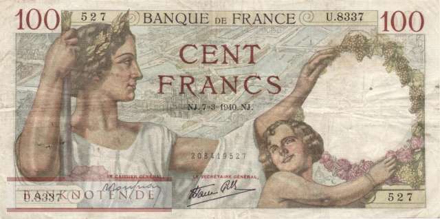 Frankreich - 100  Francs (#094-40_F)