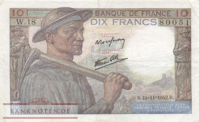 Frankreich - 10  Francs (#099b-42_VF)