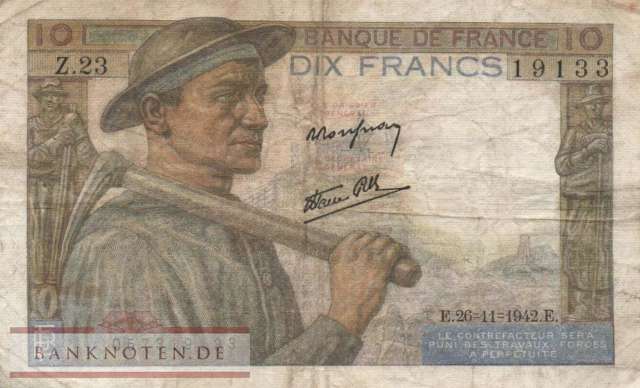 Frankreich - 10  Francs (#099e-42_F)