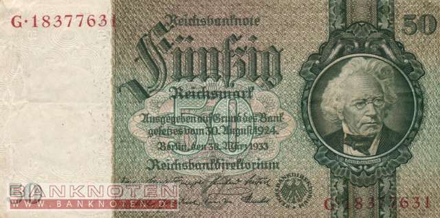 Germany - 50  Reichsmark (#0175bCF-K_VF)