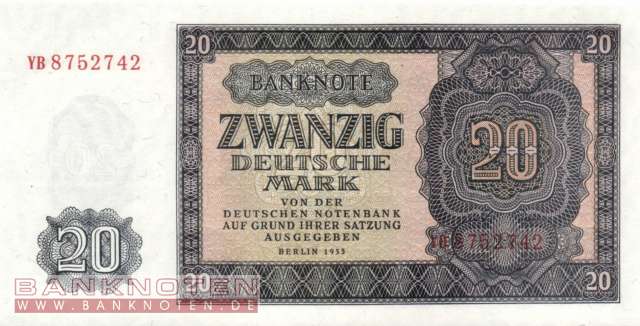 Deutschland - 20  Deutsche Mark - Ersatzbanknote (#DDR-13b_UNC)