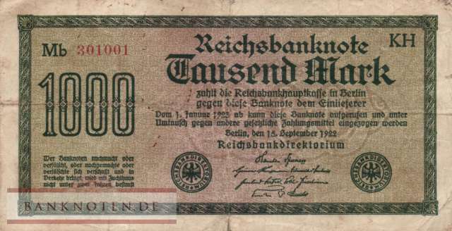 Germany - 1.000  Mark (#DEU-084j_F)