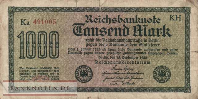 Germany - 1.000  Mark (#DEU-084j_VG)