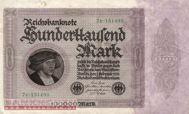 Germany - 100.000  Mark (#DEU-093d_VF)