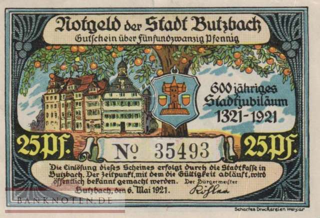 Butzbach - 25  Pfennig (#SS0212_1a-1_AU)