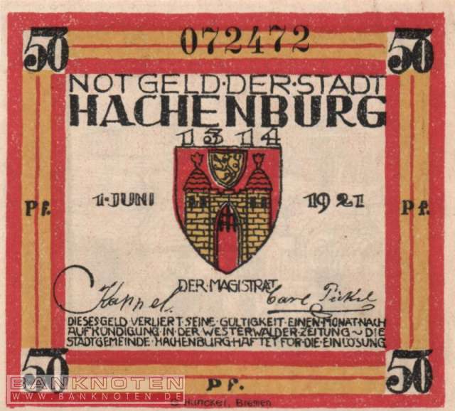Hachenburg - 50  Pfennig (#SS0498_1b-3-2_UNC)