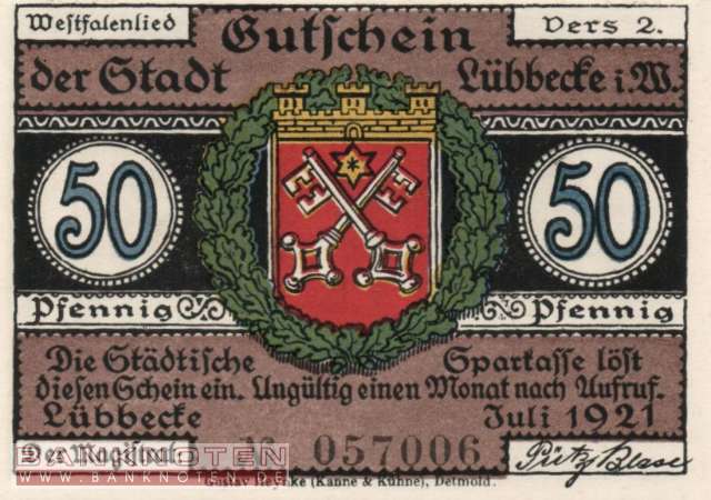 Lübbecke - 50  Pfennig (#SS0819_2a-2_UNC)