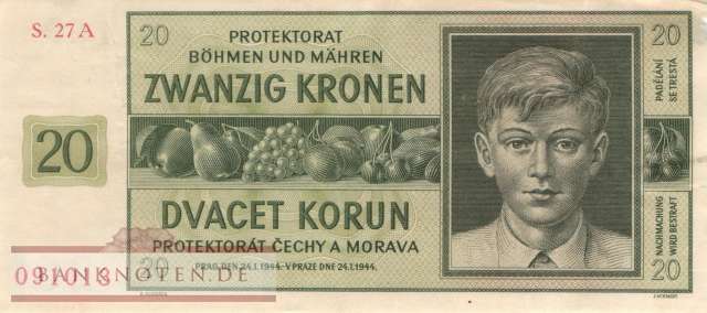 Protektorat Böhmen und Mähren - 20  Kronen (#ZWK-015a_VG)