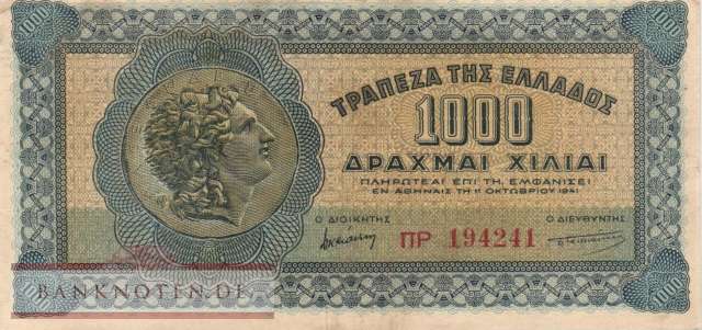 Griechenland - 1.000  Drachmai (#117b-2_VF)