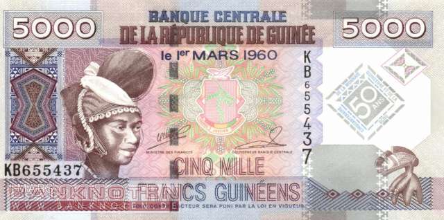 Guinea - 5.000  Francs Guinéens - 50 Jahre BCRG (#044a_UNC)