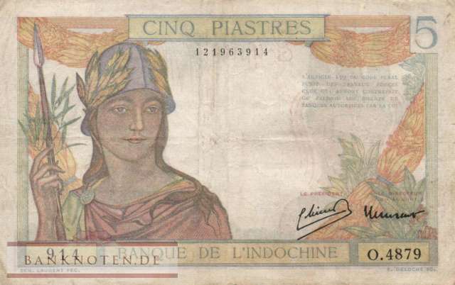 Indochina - 5  Piastres (#055d_F)